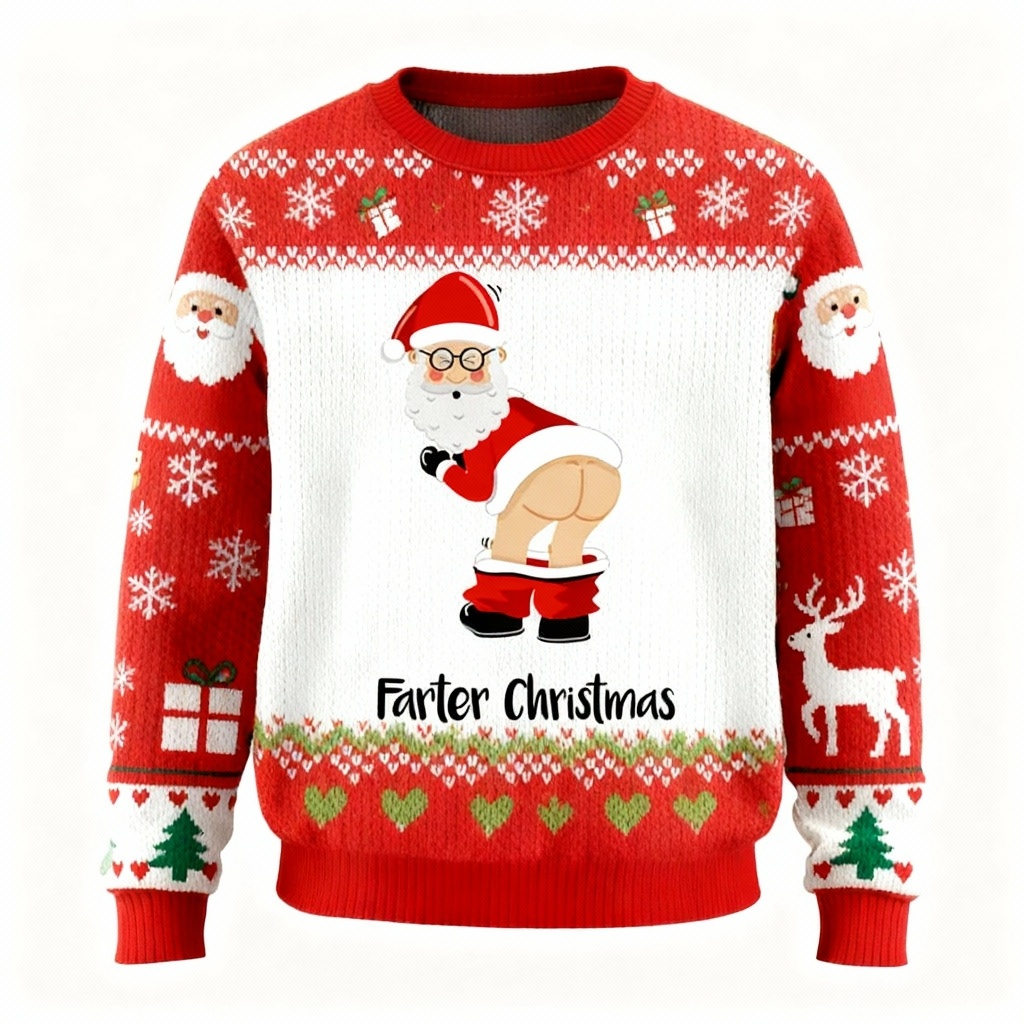 Mirla | Goofy Santa Cartoon Mönster Ful Tröja - Unisex Julfest-Essentials-Eva Jonsson
