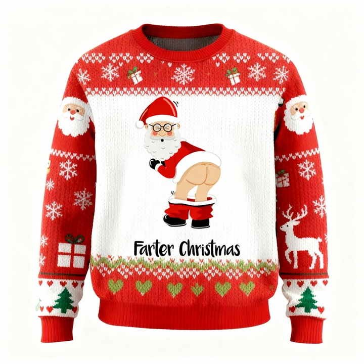 Mirla | Goofy Santa Cartoon Mönster Ful Tröja - Unisex Julfest-Essentials-Eva Jonsson