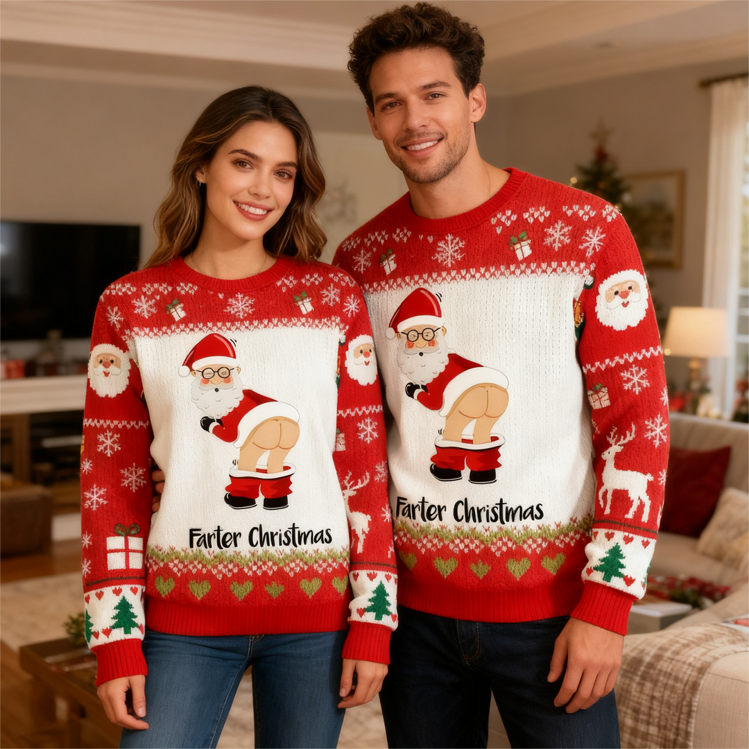 Mirla | Goofy Santa Cartoon Mönster Ful Tröja - Unisex Julfest-Essentials-Eva Jonsson