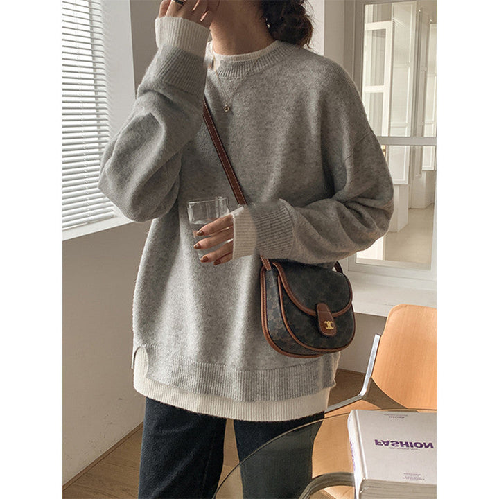 Mirla | Grå och Vit Oversized Tröja-Eva Jonsson
