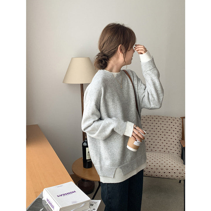 Mirla | Grå och Vit Oversized Tröja-Eva Jonsson