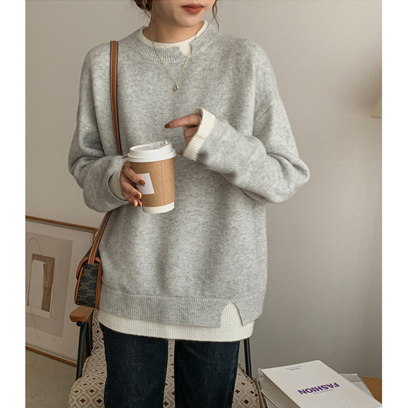 Mirla | Grå och Vit Oversized Tröja-Eva Jonsson