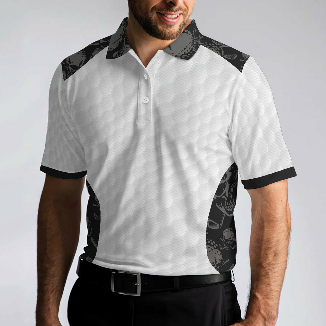 Mirla | Grip It Rip It Sip It Golf Vit Polo T-Shirt med Dödskallemönster För Julen Skämmande Presentidé För Golfare-Eva Jonsson