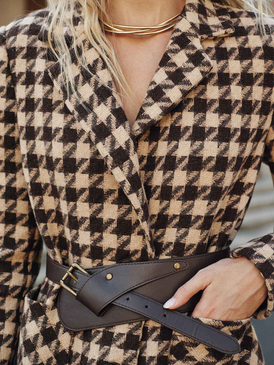 Mirla | Hahnentritt Blazer - Midjedesign med Långa Ärmar-Eva Jonsson