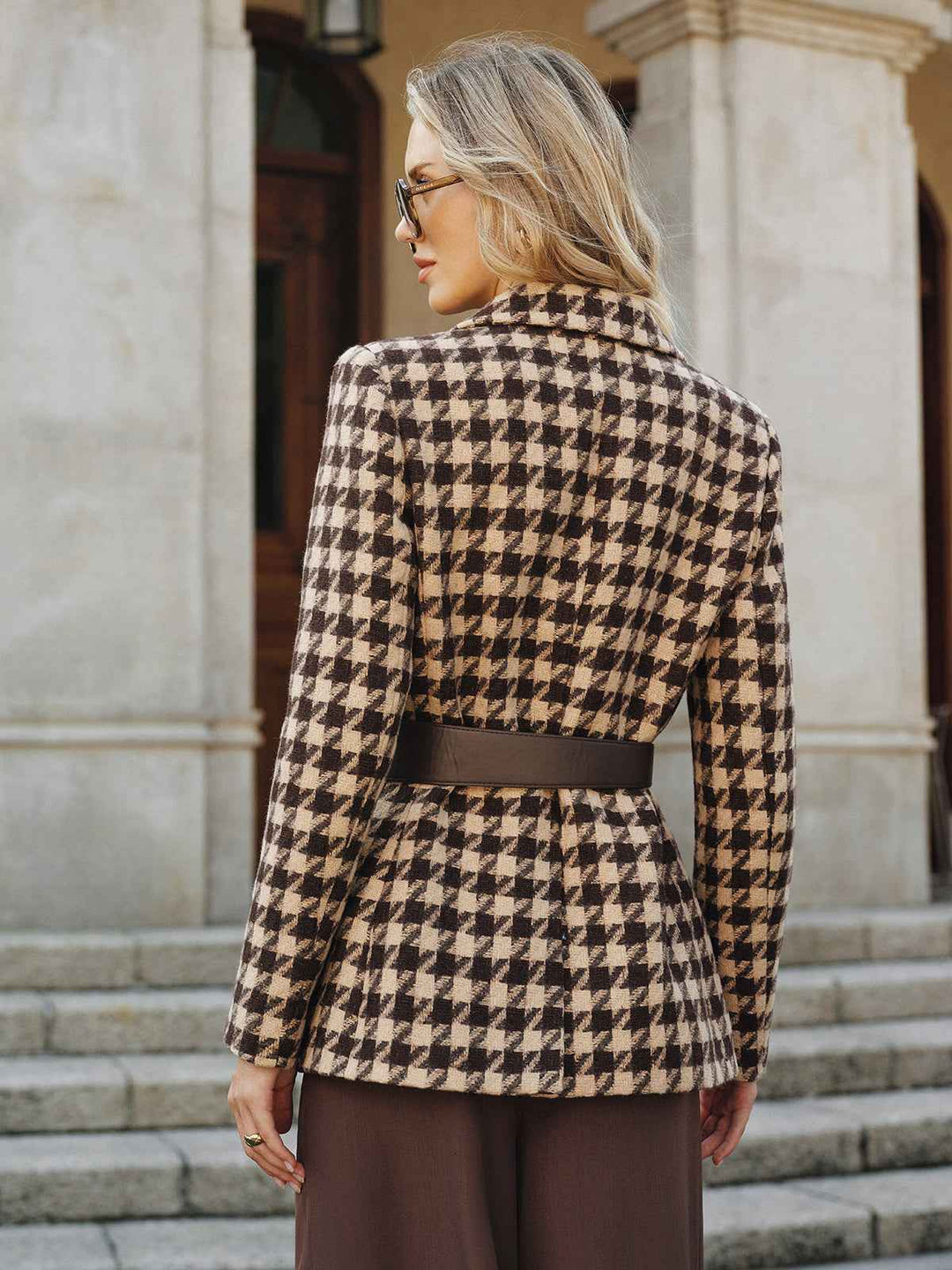 Mirla | Hahnentritt Blazer - Midjedesign med Långa Ärmar-Eva Jonsson