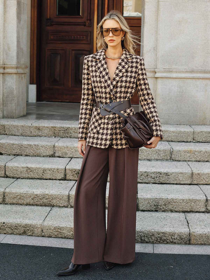 Mirla | Hahnentritt Blazer - Midjedesign med Långa Ärmar-Eva Jonsson