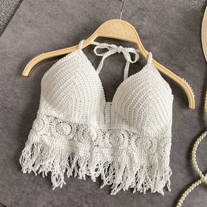 Mirla | Häkla bikini Bh i boho stil med fransar-Eva Jonsson