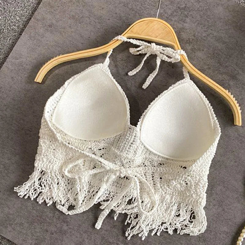 Mirla | Häkla bikini Bh i boho stil med fransar-Eva Jonsson