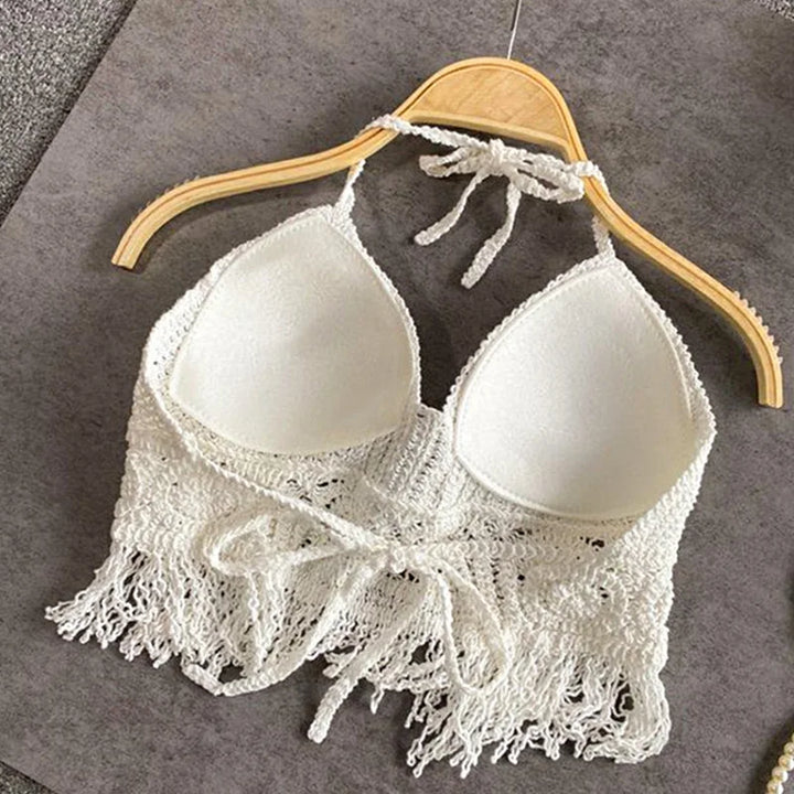 Mirla | Häkla bikini Bh i boho stil med fransar-Eva Jonsson