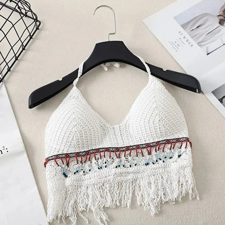 Mirla | Häkla bikini Bh i boho stil med fransar-Eva Jonsson