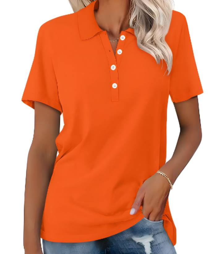 Mirla | Hållbar Poloshirt Dam Polo Shirt med krage och knappstängning-Eva Jonsson