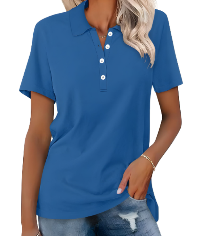 Mirla | Hållbar Poloshirt Dam Polo Shirt med krage och knappstängning-Eva Jonsson