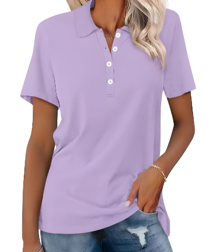 Mirla | Hållbar Poloshirt Dam Polo Shirt med krage och knappstängning-Eva Jonsson