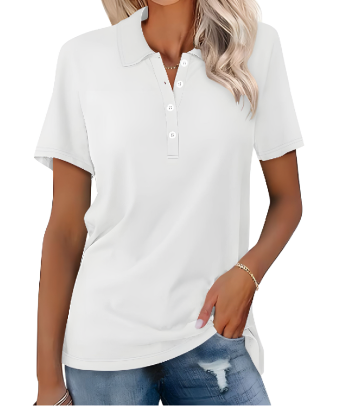 Mirla | Hållbar Poloshirt Dam Polo Shirt med krage och knappstängning-Eva Jonsson