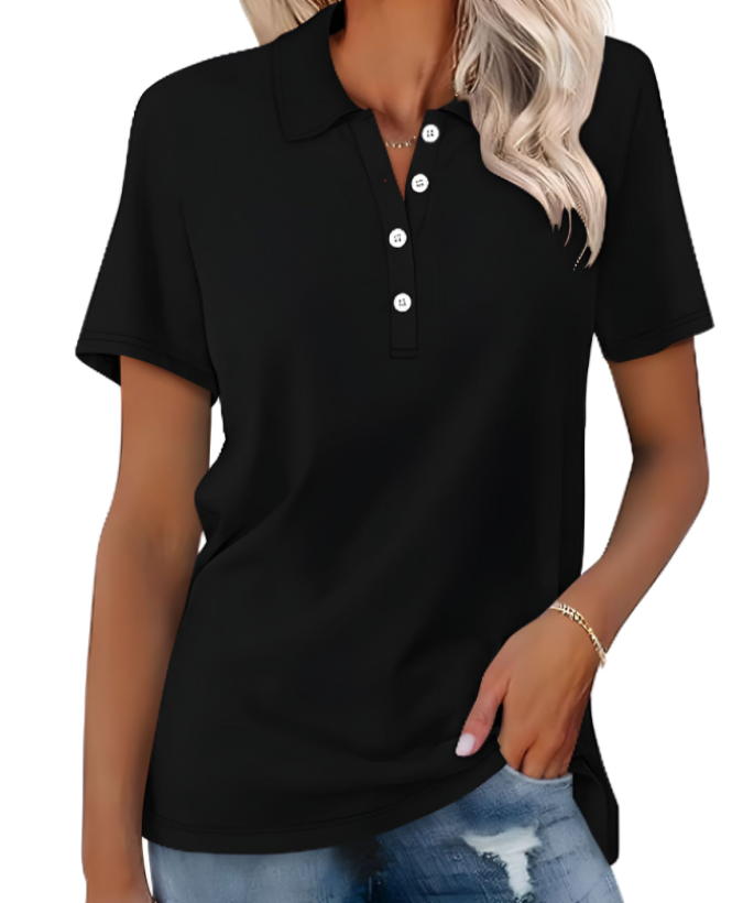 Mirla | Hållbar Poloshirt Dam Polo Shirt med krage och knappstängning-Eva Jonsson