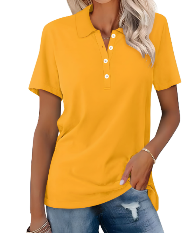Mirla | Hållbar Poloshirt Dam Polo Shirt med krage och knappstängning-Eva Jonsson