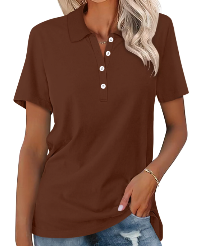 Mirla | Hållbar Poloshirt Dam Polo Shirt med krage och knappstängning-Eva Jonsson