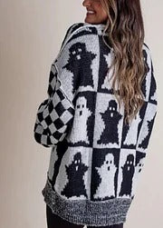 Mirla | Halloween Rutig Stickad Tröja-Eva Jonsson