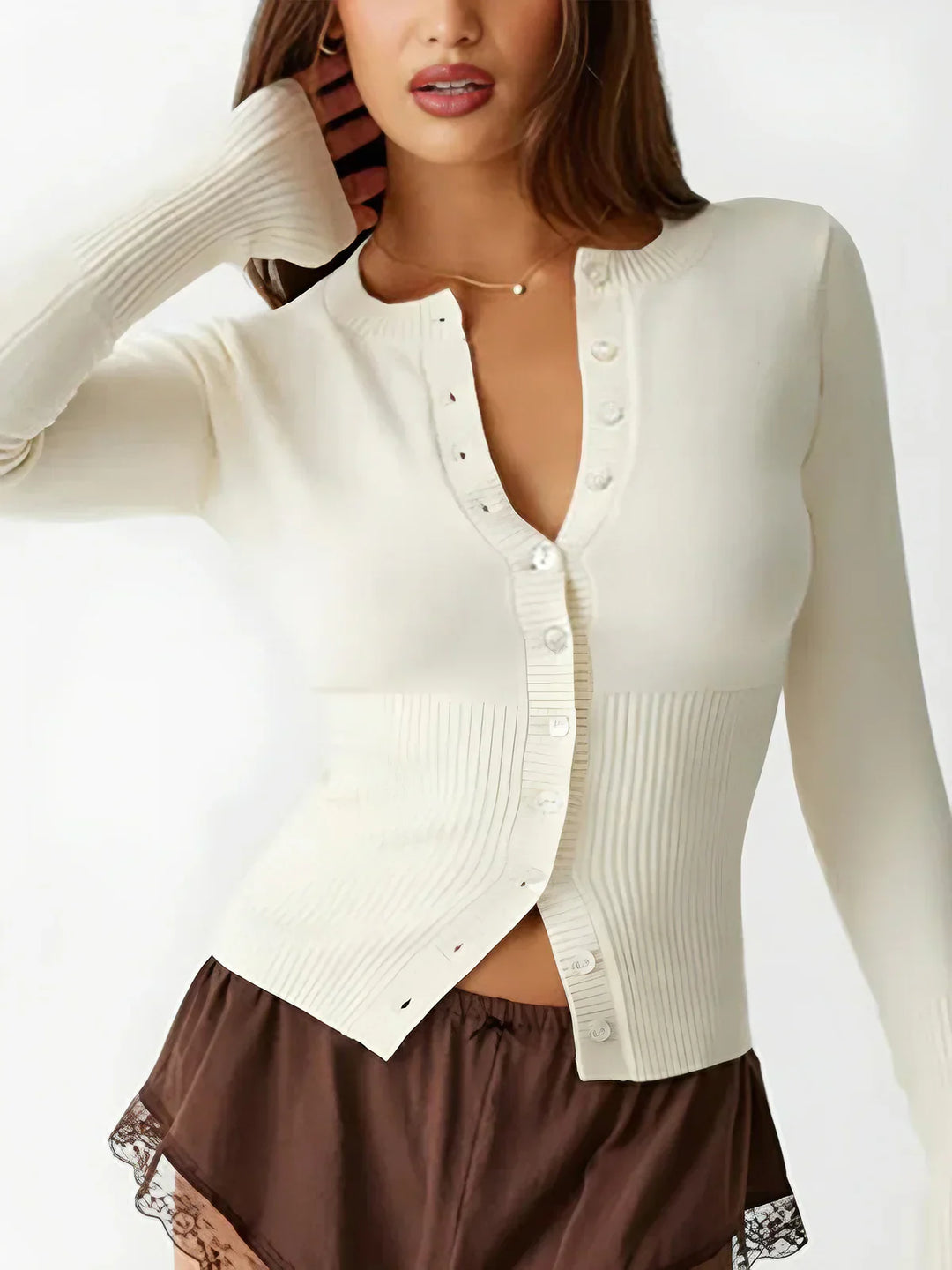 Mirla | Hals Långärmad Cardigan-Eva Jonsson