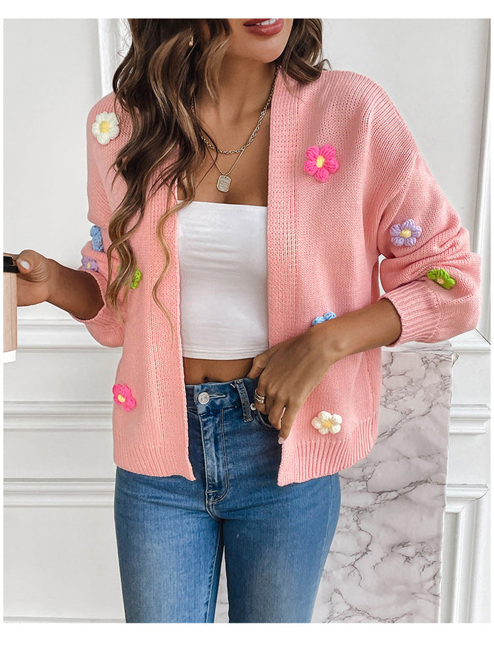 Mirla | Handcrocheted Floral Knitted Cardigan-Eva Jonsson