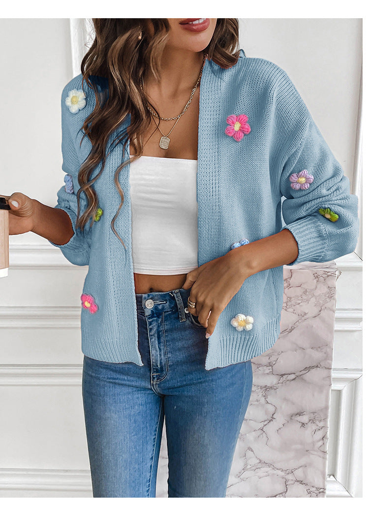Mirla | Handcrocheted Floral Knitted Cardigan-Eva Jonsson
