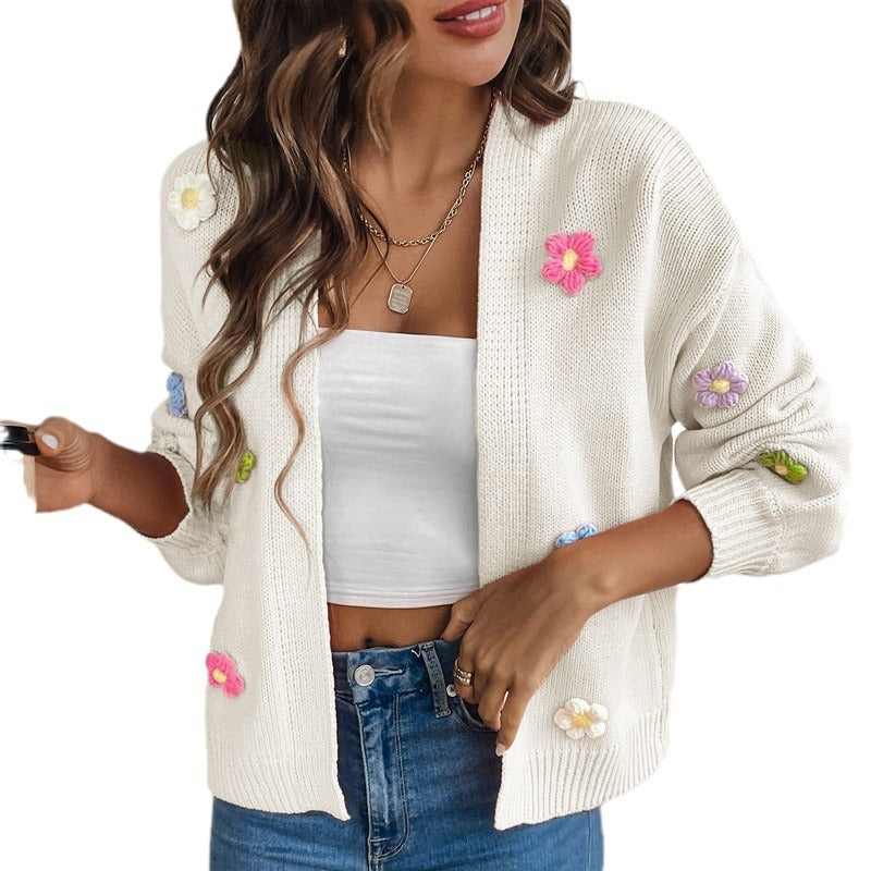 Mirla | Handcrocheted Floral Knitted Cardigan-Eva Jonsson