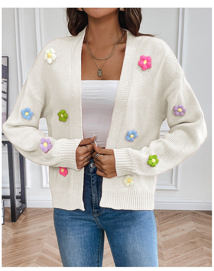 Mirla | Handcrocheted Floral Knitted Cardigan-Eva Jonsson