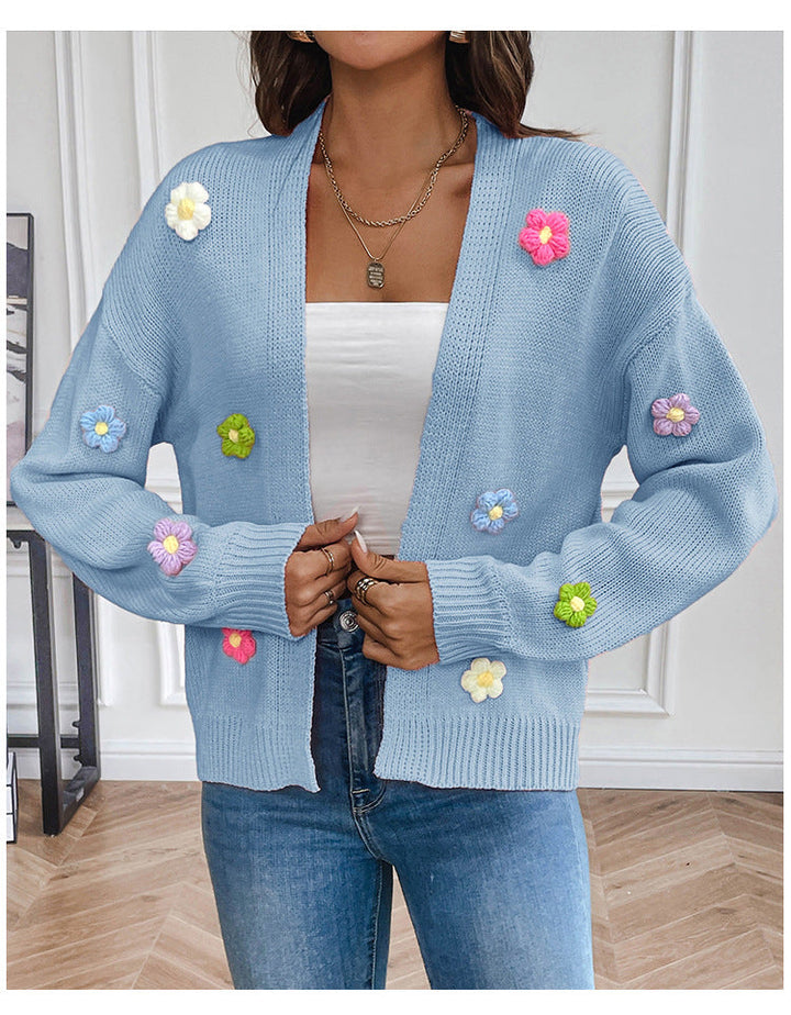 Mirla | Handcrocheted Floral Knitted Cardigan-Eva Jonsson