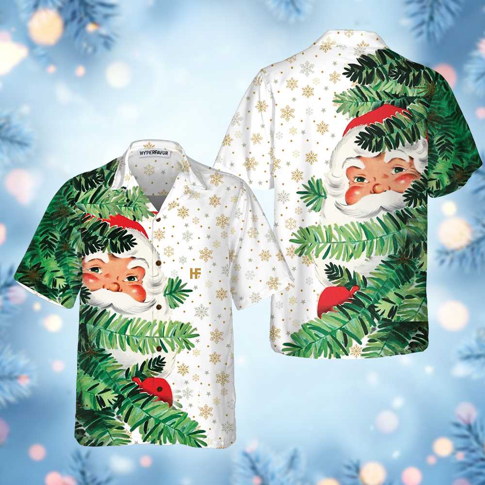 Mirla | Hej Tomten Bakom Julgranen Julig Hawaii-Skjorta Sött Jultomte Hawaii-Skjorta-Eva Jonsson