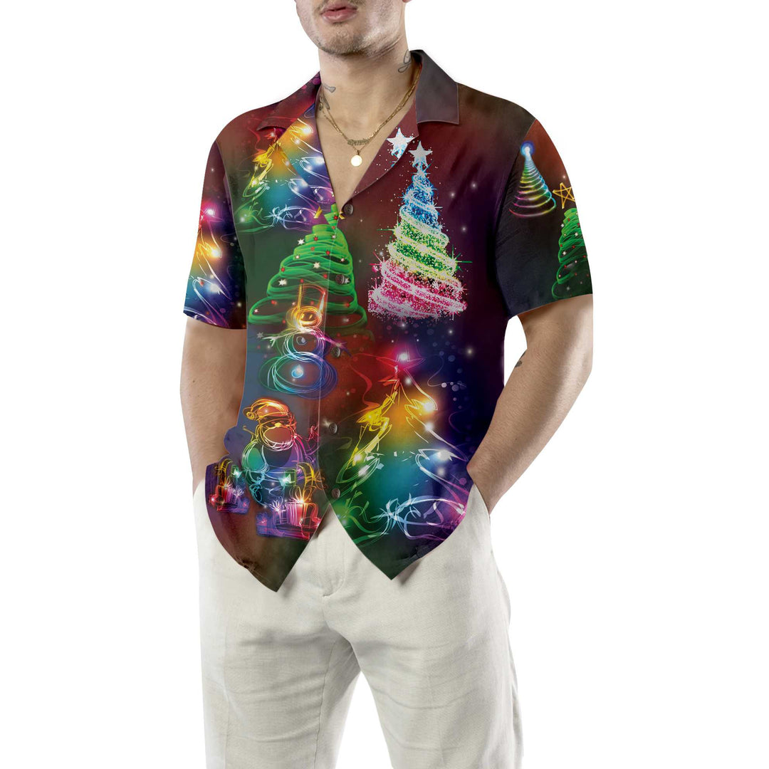 Mirla | Helle Nacht God Jul Hawaiian-Shirt 3D Färgglad Julgran Shirt Bästa Present För Julen-Eva Jonsson