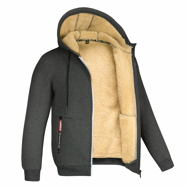 Mirla | Herr Fleecefoderad Hoodie med Dragkedja-Eva Jonsson