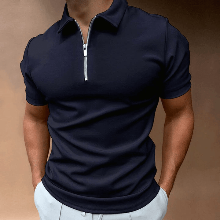 Mirla | Herr Polo Skjorta Polo med dragkedja och krage Klassisk design & Elegant-Eva Jonsson