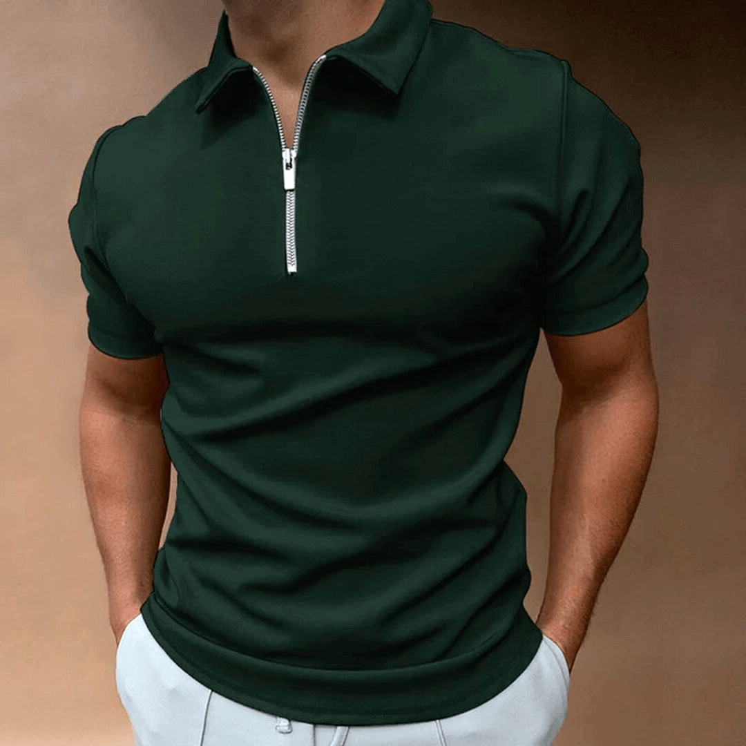 Mirla | Herr Polo Skjorta Polo med dragkedja och krage Klassisk design & Elegant-Eva Jonsson