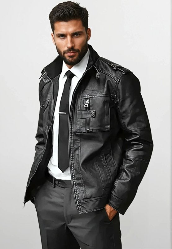 Mirla | Herr Slim-Fit Bikerjacka-Eva Jonsson
