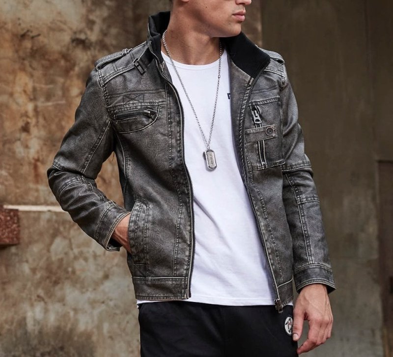 Mirla | Herr Slim-Fit Bikerjacka-Eva Jonsson