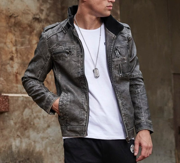 Mirla | Herr Slim-Fit Bikerjacka-Eva Jonsson