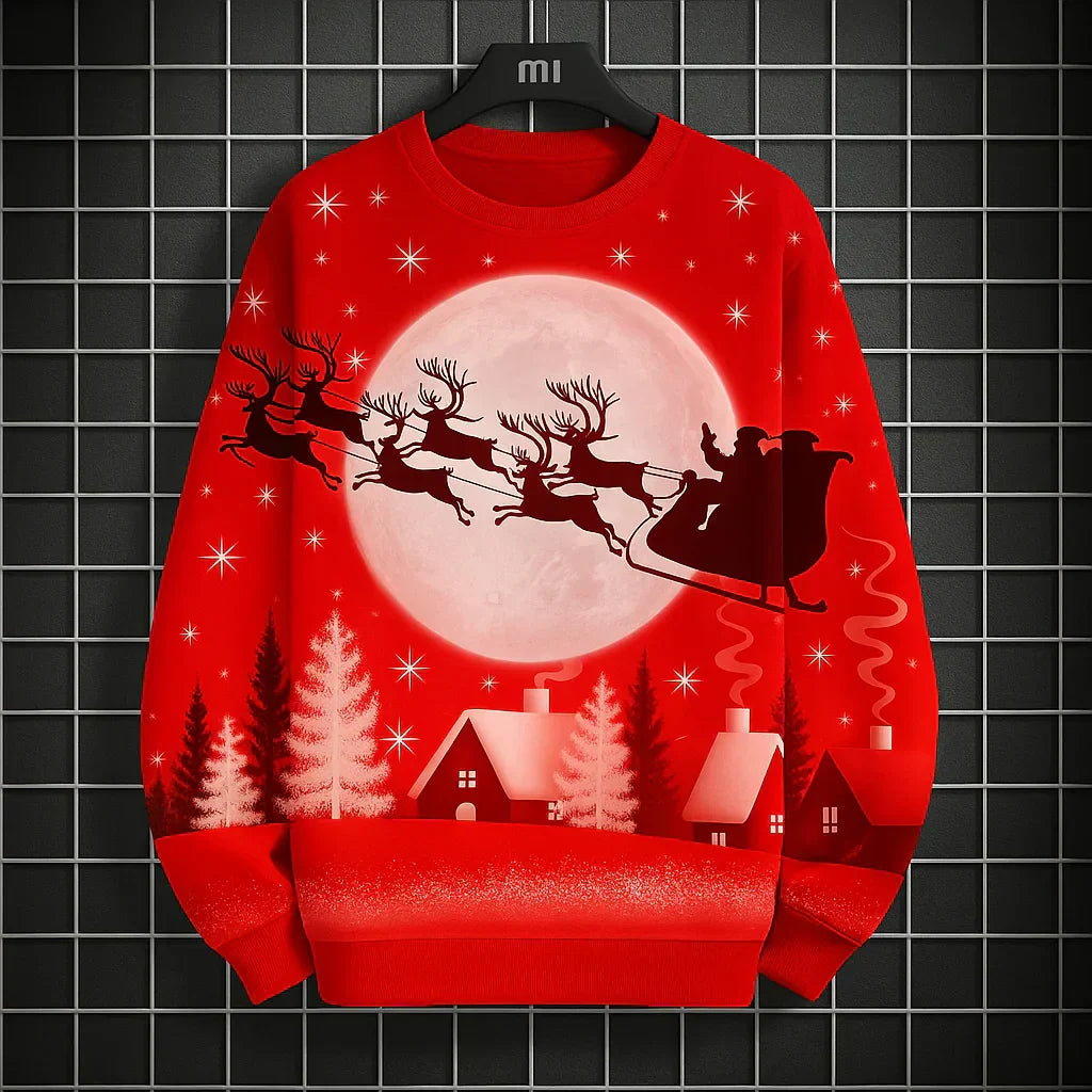 Mirla | Herr Sweatshirt - Bekväm Stickad & med Unik 3D Jultryck-Eva Jonsson