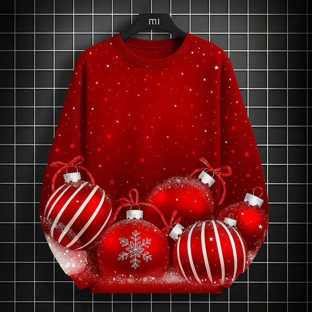 Mirla | Herr Sweatshirt - Bekväm Stickad & med Unik 3D Jultryck-Eva Jonsson