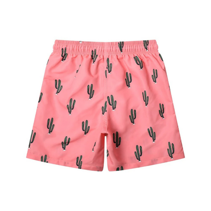Mirla | Herrarnas badshorts män sommarshorts med kaktustryck rosa-Eva Jonsson