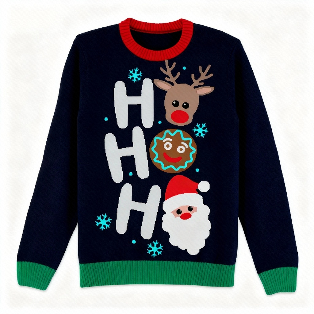 Mirla | Ho Ho Ho Mönstertryck Helgpullover - Avsiktlig Festlig Udda Person-Eva Jonsson