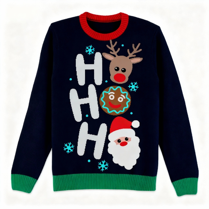 Mirla | Ho Ho Ho Mönstertryck Helgpullover - Avsiktlig Festlig Udda Person-Eva Jonsson