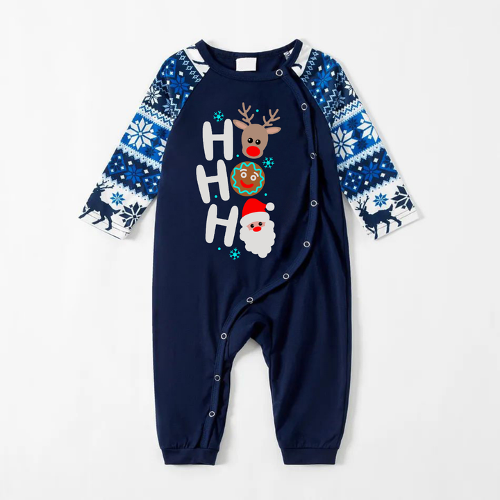 Mirla | Ho Ho Ho Text och Julman Druck Blå Familj Jul Matchande Pyjamas-Eva Jonsson