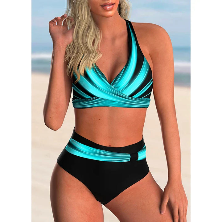 Mirla | Hög midja Push-Up Halter Bikin set för damer-Eva Jonsson