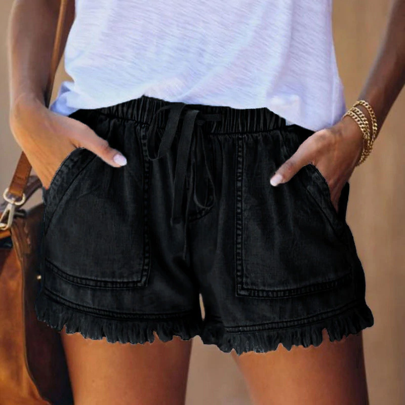 Mirla | Hög midjed denimshorts-Eva Jonsson