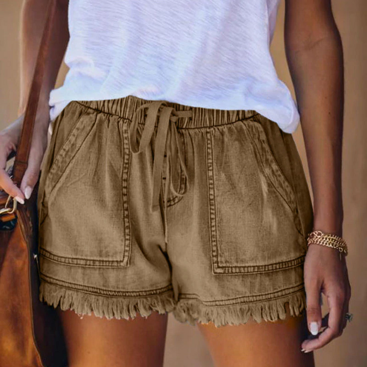 Mirla | Hög midjed denimshorts-Eva Jonsson