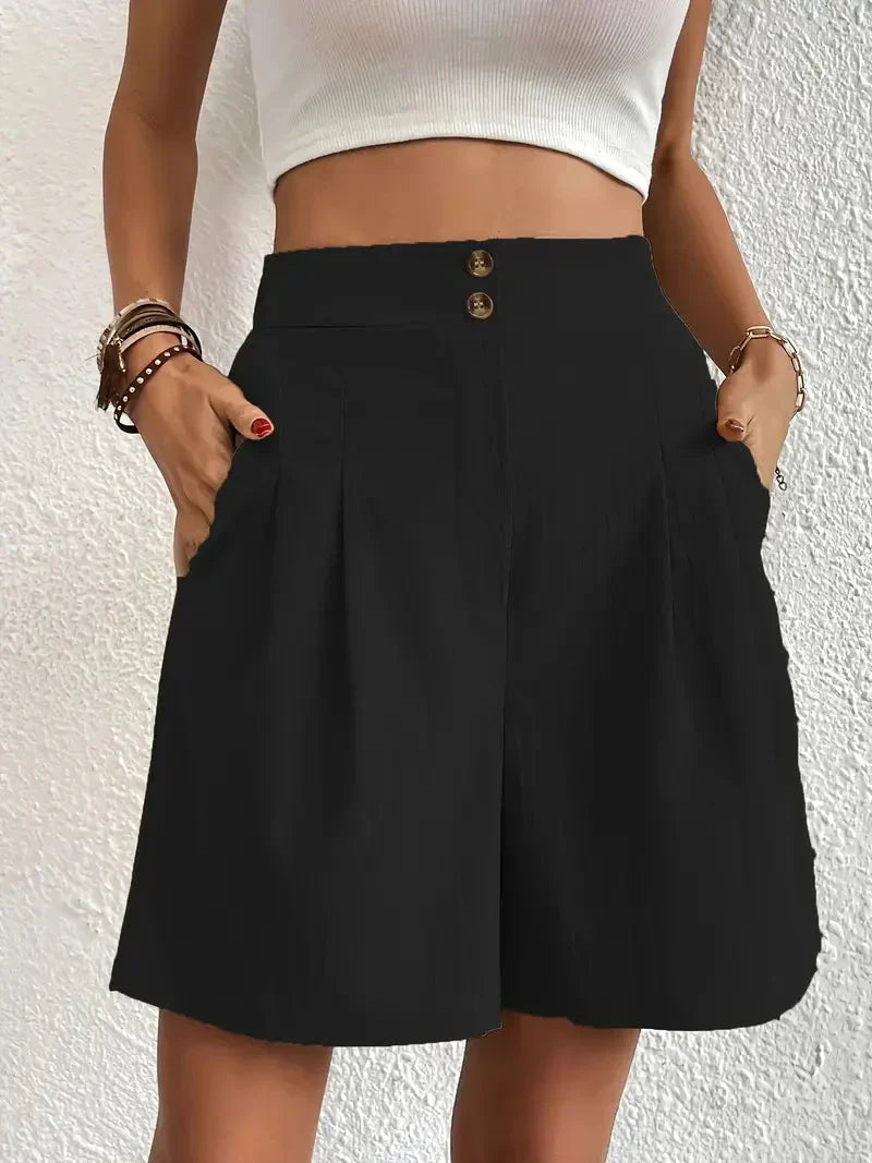 Mirla | Högmidjade lin shorts för damer-Eva Jonsson