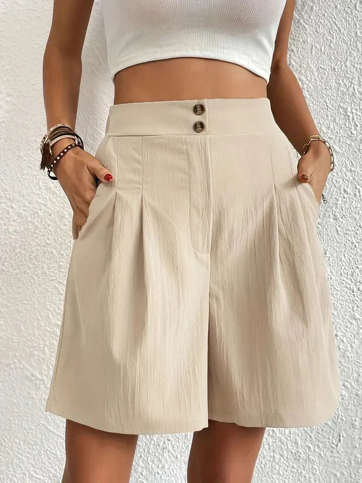 Mirla | Högmidjade lin shorts för damer-Eva Jonsson