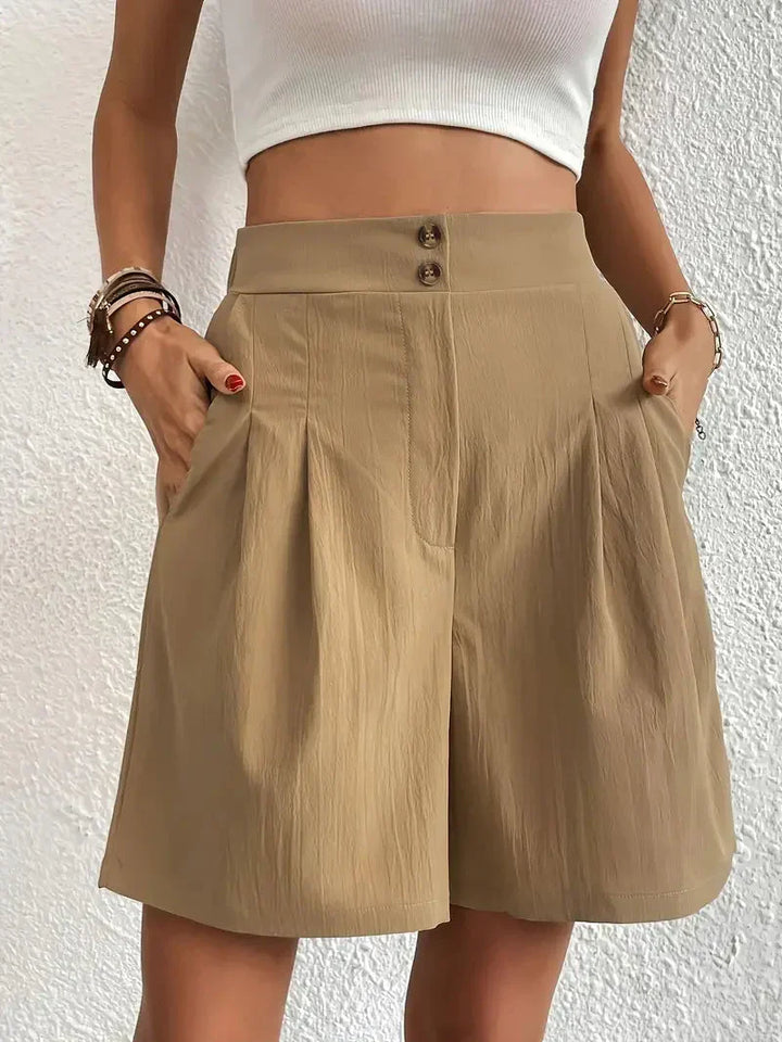 Mirla | Högmidjade lin shorts för damer-Eva Jonsson