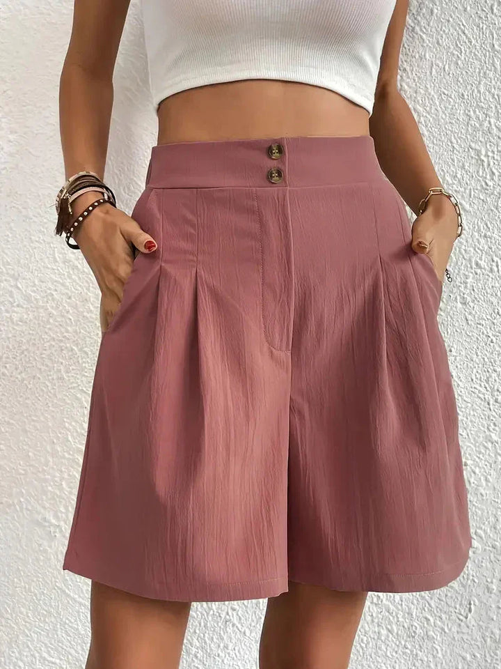 Mirla | Högmidjade lin shorts för damer-Eva Jonsson