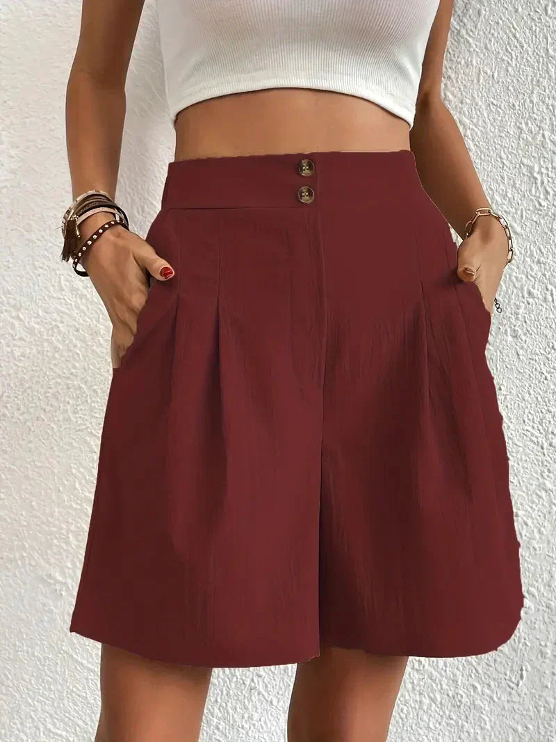 Mirla | Högmidjade lin shorts för damer-Eva Jonsson
